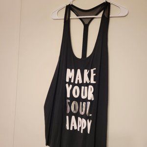 Torrid Size 3 Sheer Racerback Active Tank,  Silver Foil Make Yourself Happy